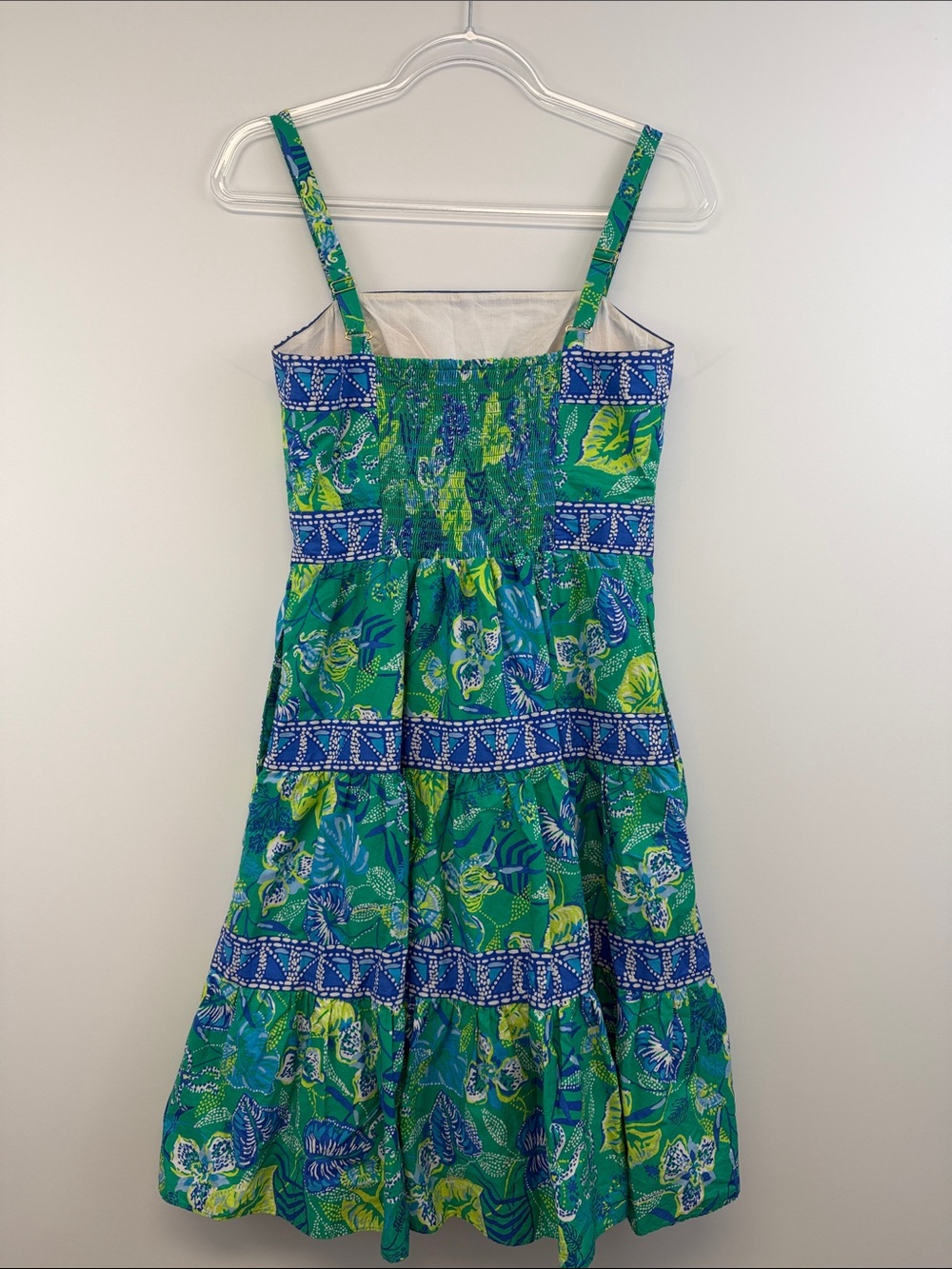 Lilly Pulitzer Casidee Tropical Floral Cotton Sundress Blue Green Size 2 - Picture 7 of 10